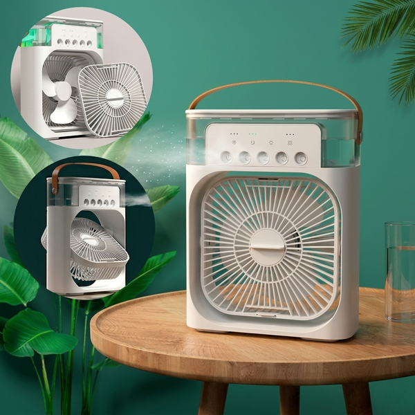 LARGE Rechargeable 4 in 1 fan air cooler with icr humidifier & Night light mist fan portable