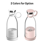Portable Mini Speed Juicer Blender 350ml – Rechargeable, 6 Blades (White/Pink)