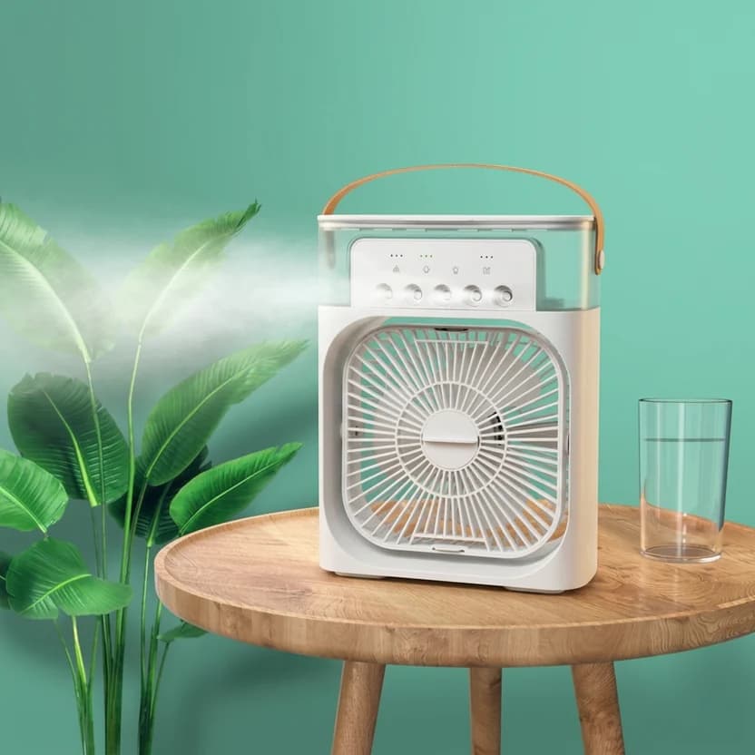 LARGE Rechargeable 4 in 1 fan air cooler with icr humidifier & Night light mist fan portable